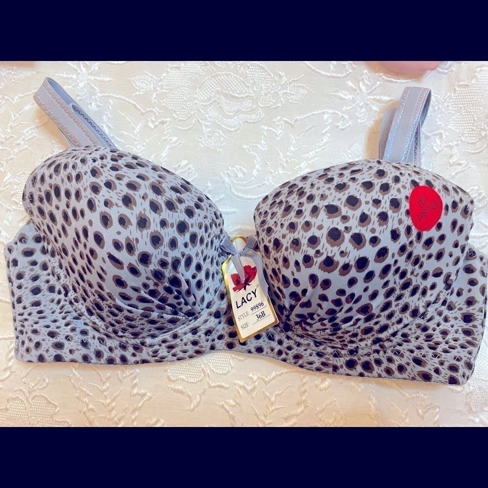 Lacy women’s leopard Design Sexy Push Up Bra 36B